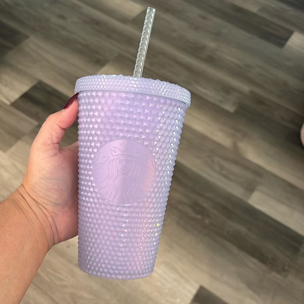 Clear white shimmery Starbucks studded grande tumbler